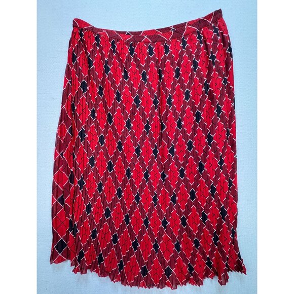 Cathy Daniels Women's Pleated Skirt Elastic Waist Lined Stretch Plaid Size M Red - Picture 9 of 11